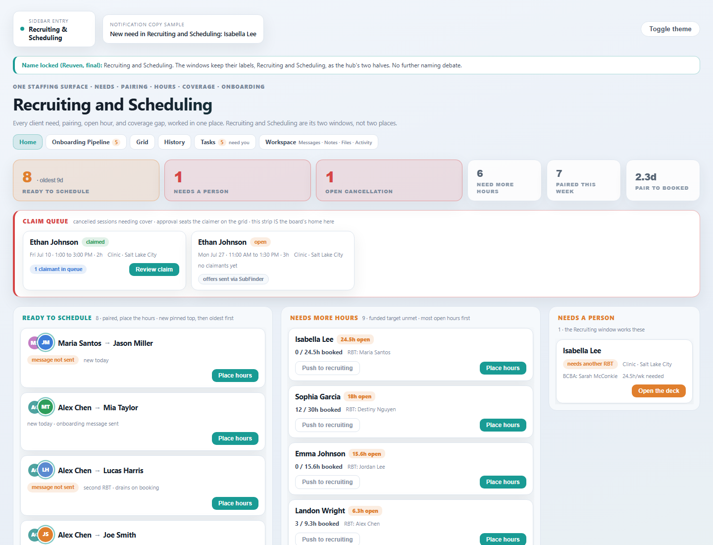 Recruiting & Scheduling